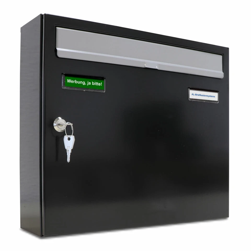 BASIC 2er Briefkasten RAL 7016 Anthrazit/RAL 9006 Weiss mit Posthaltebügel - Bild 2 von 4