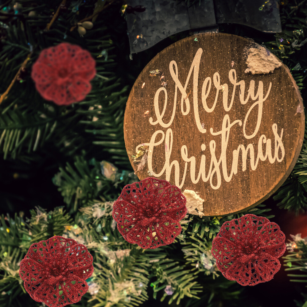 10pcs Xmas Artificial Flowers Fake Christmas Flowers Fake Flowers for