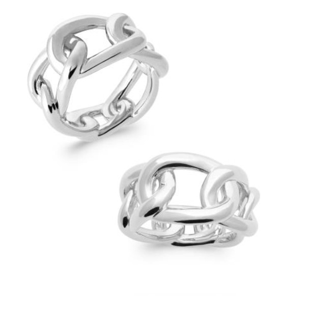 Bague large chaîne en argent massif rhodié, un lien précieux à s'offrir avec passion