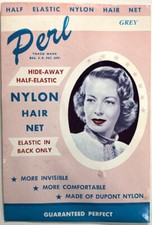 Vintage Hair Net in Envelope, NEW  Unused, Perl Nylon hair net, Grey
