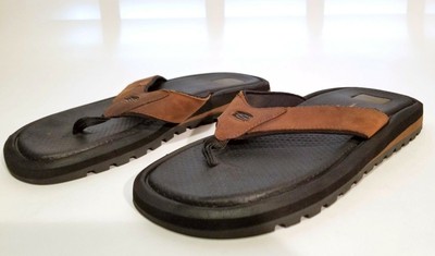 mens leather flip flops size 13