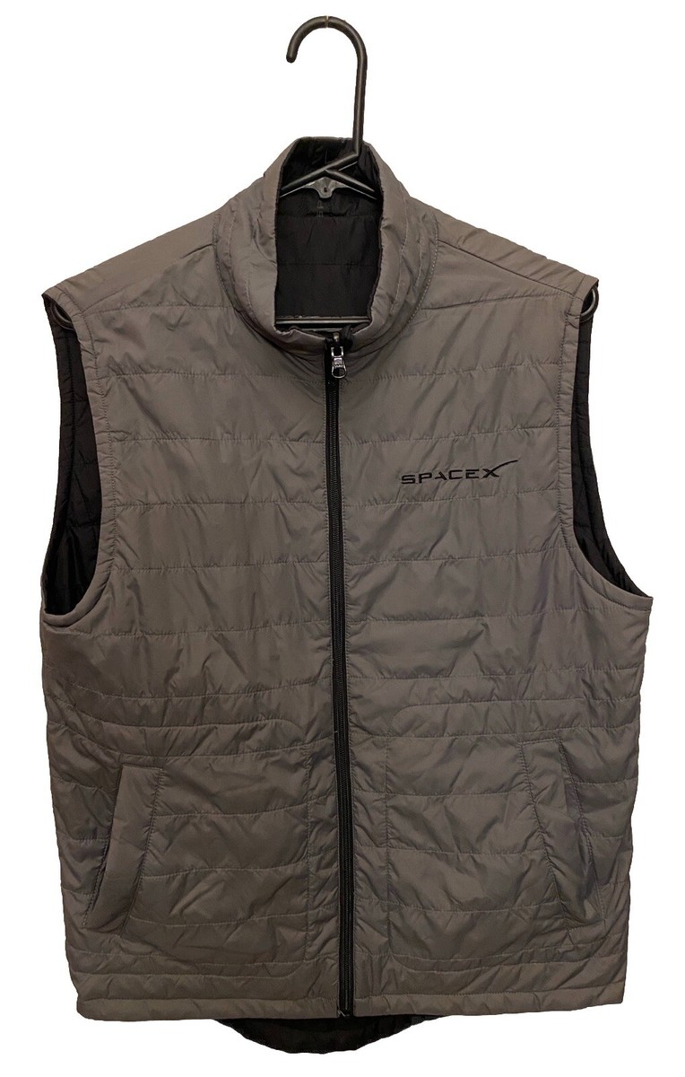SpaceX Space X Puffer Reversible Vest Zip Grey/Black Adult SpaceX Space X Puffer Reversible Vest Zip Grey/Black Adult