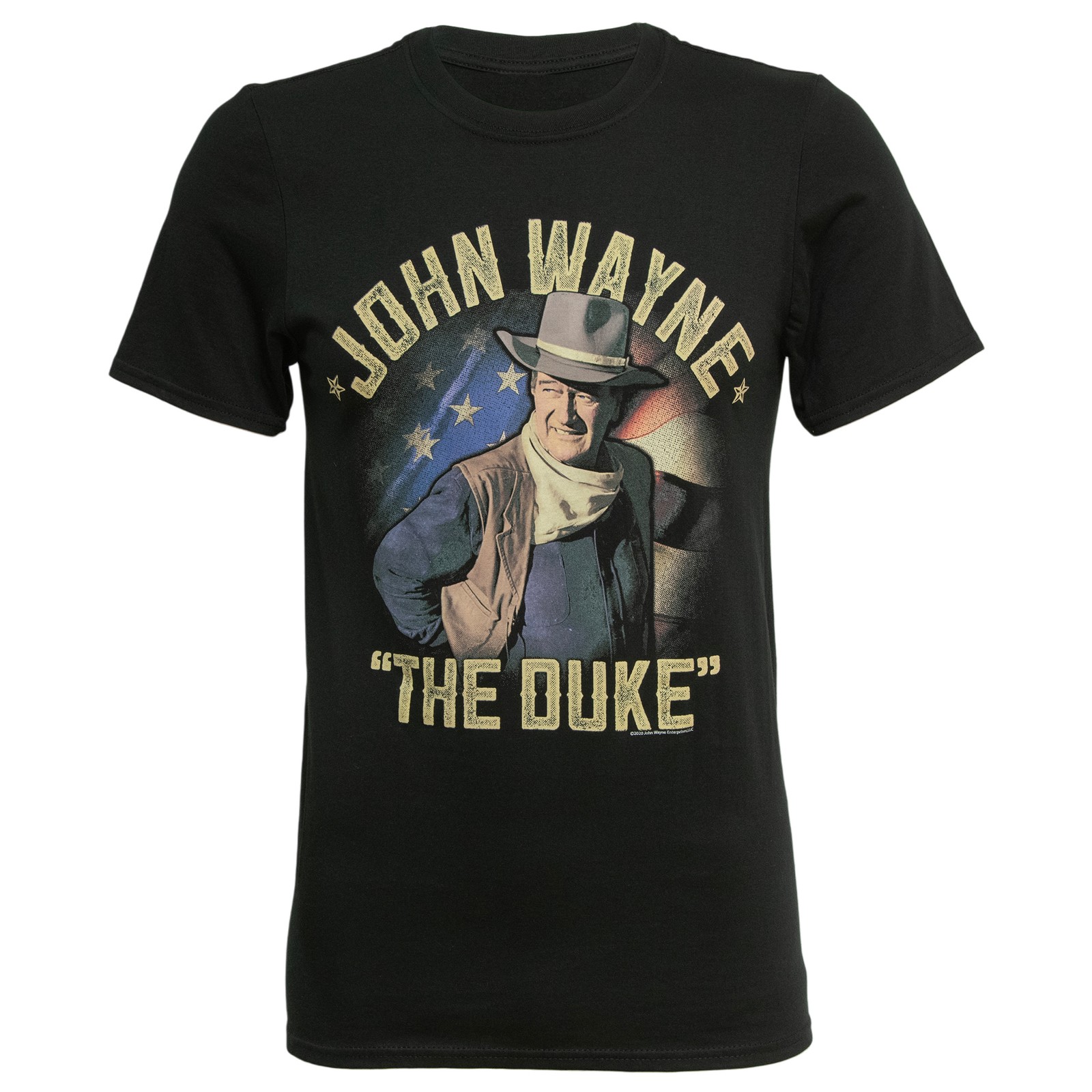 John Wayne The Duke Men's Black Cotton Short Sleeve T-Shirt, Small