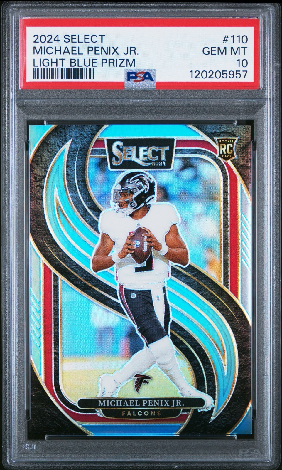 2024 Panini Select - Michael Penix Jr Premier Level (RC) Light Blue /99 - PSA 10