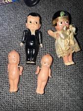 KEWPIE DOLLS Bride Groom Wedding RARE Strung Arms CELLULOID Vintage JAPAN