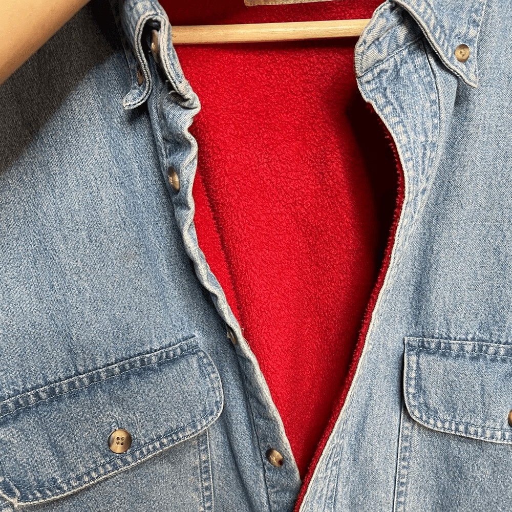 Herringbone Denim Button Front Shacket Shirt Jack… - image 5