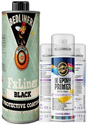 Buzzweld FxLiner Bedliner Black Kit 1L und Epoxy Primer Aerosol 400ml