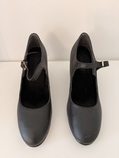 Capezio Black Leather Mary Jane Tap Dance Shoes Women  s Size 6.5 Metal Taps