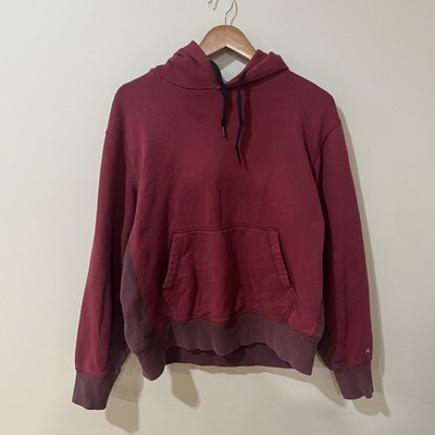 Rag Bone Hoodie Mens Large Organic Cotton Two Tone Burgundy Red Pullover