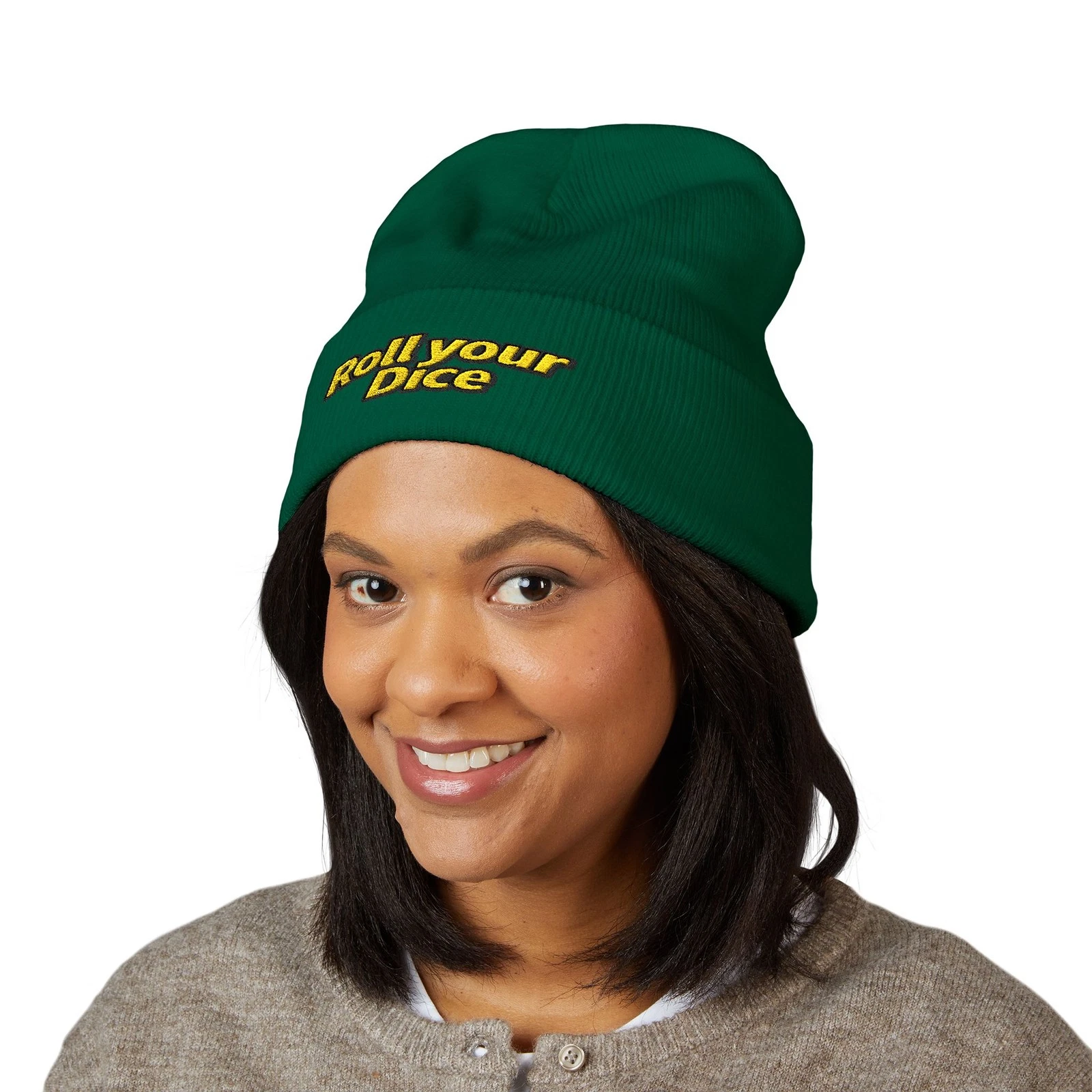 Roll Your Dice Embroidered cuffed beanie