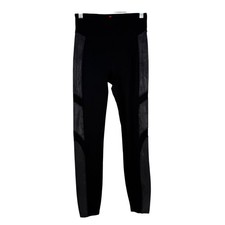 SPANX Moto Ponte FL2115 Black Faux Leather Panels Leggings Size S Small EUC