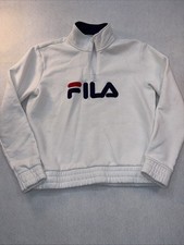FILA Women's Medium White 1/4 Zip Sweatshirt Long Sleeve EUC