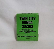 Vintage Twin City Honda Suzuki Dealership Minnesota Matchbook Advertising