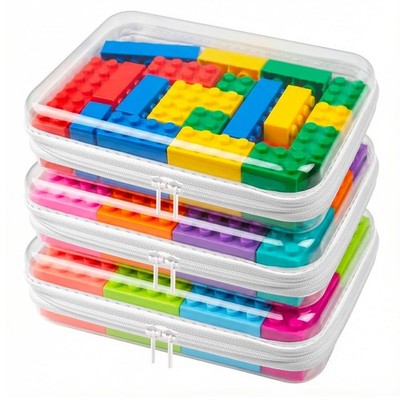 3 PCS Clear Hard Shell Zipper Case Plastic Organizer Pouch Toys Travel Large