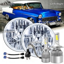 7 Inch Led Glass Headlight Round Original Classic Look Conversion Chrome Pair 7 Inch Led Glass Headlight Round Original Classic Look Conversion Chrome Pair
