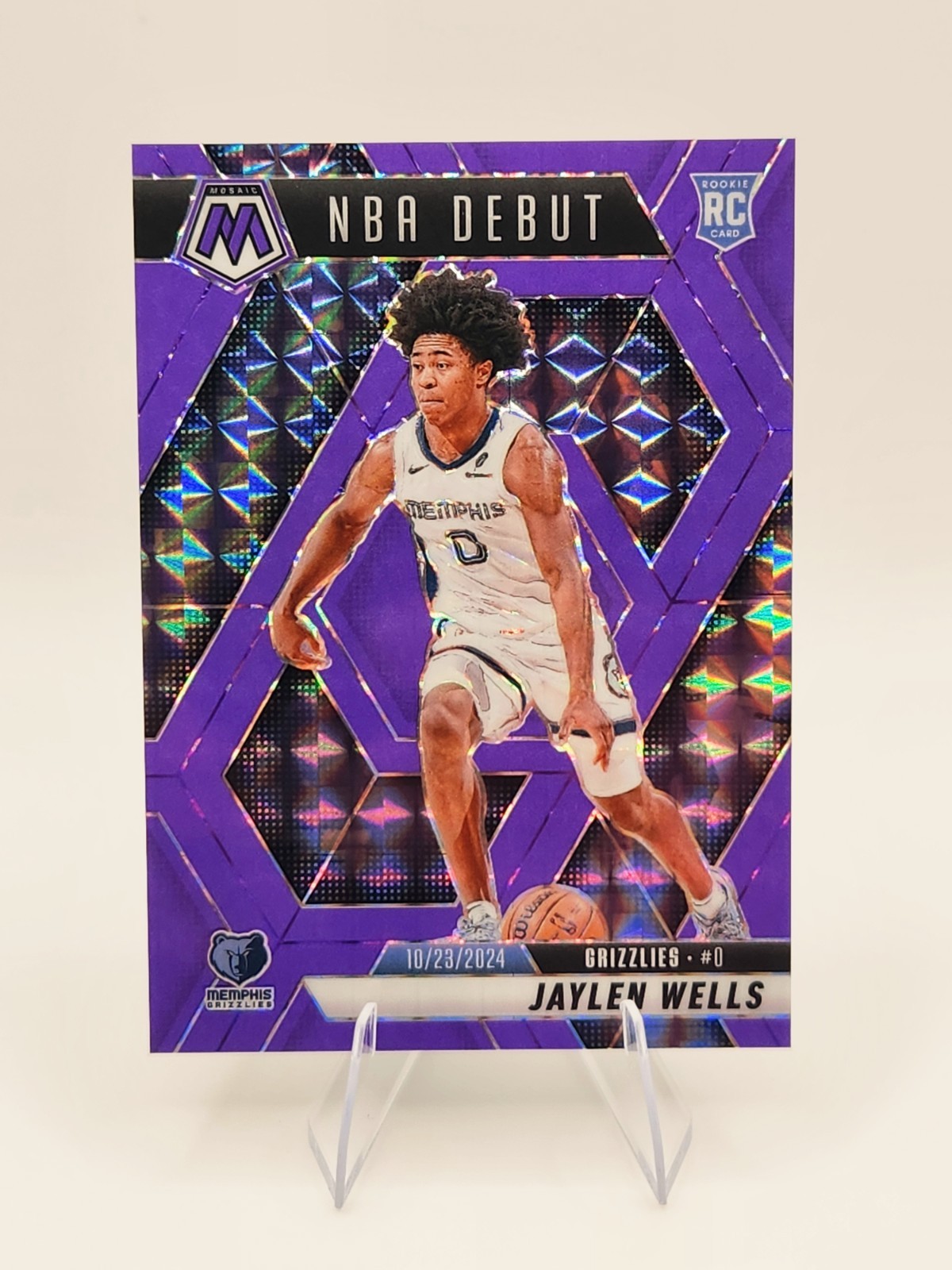 2024-25 Mosaic Jaylen Wells Rookie Purple Fluorescent Prizm /249 NBA DEBUT RC 🏀