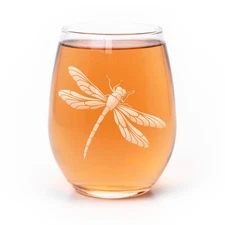 Dragonfly Wine Glass Etched Dragonfly Lover Gift