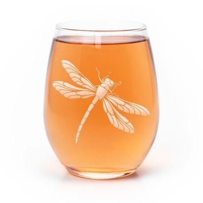 Dragonfly Wine Glass Etched Dragonfly Lover Gift