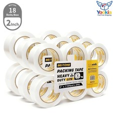 18 Rolls White Shipping Packaging Box Packing Sealing Tape -2 mil 2" x 110 Yards