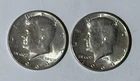 Lot of Two (2) Beautiful 90% Silver Kennedy Half Dollars - 1964 P - BU/AU