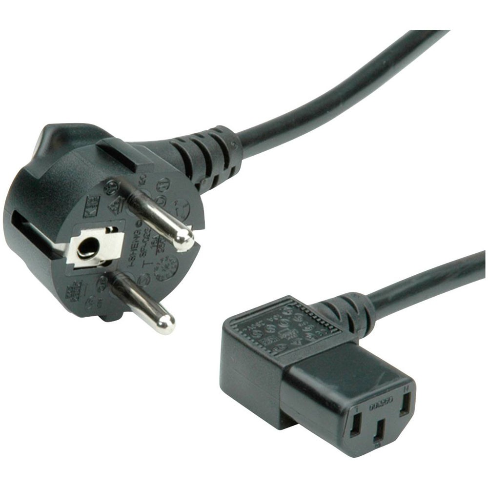 Value Current Cable Black 1.80m Angled Plug C13 IEC Socket