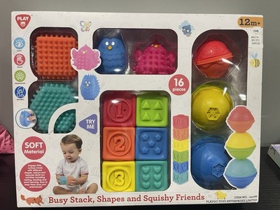 Playgo Busy Stack, Shapes, & Squishy Friends Ages 12M+ NEW