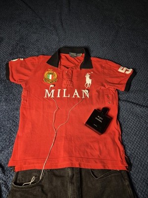 Original Ralph Lauren Milano Big Pony Polo Shirt Rot Gr. L Herren