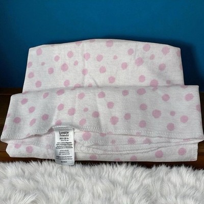 Luvable Friends Baby Girl White Blanket with Pink Polka Dots Receiving Lovey-