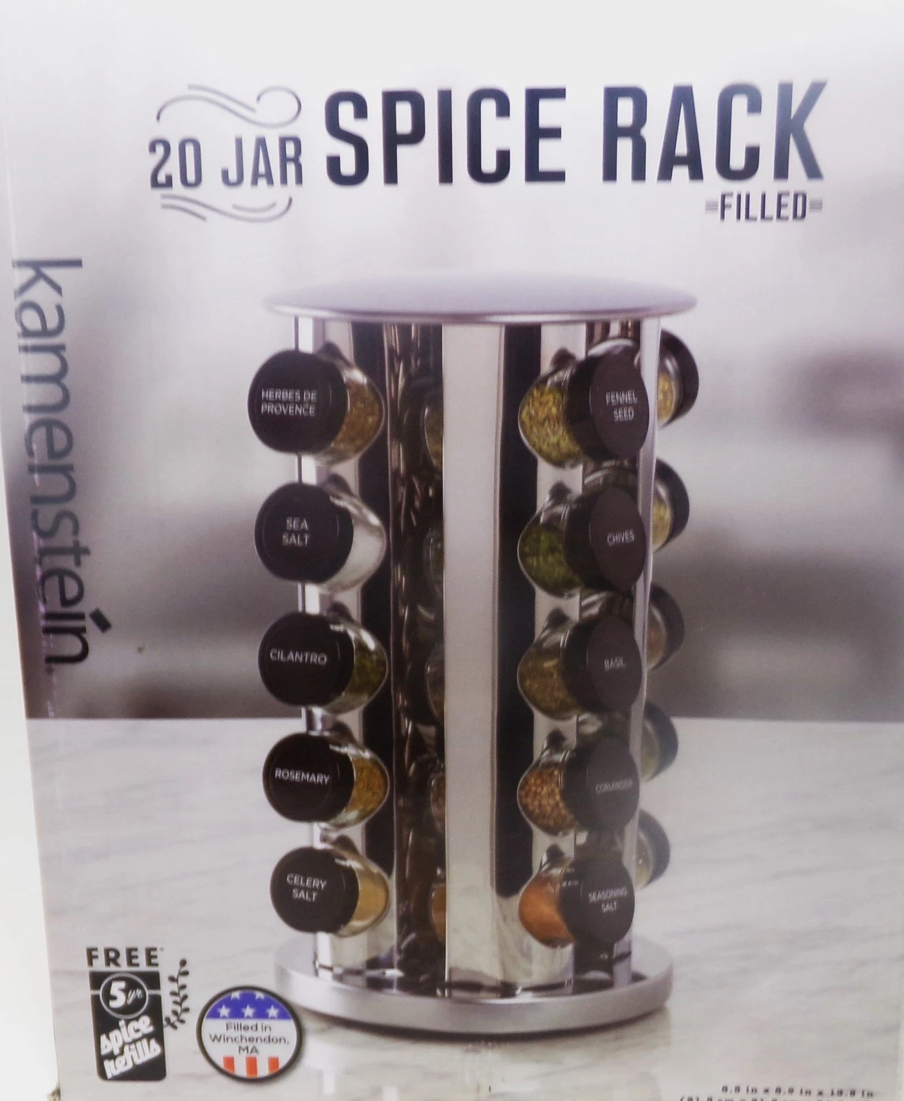 Kamenstein 20 Jar Revolving Countertop Spice Rack with Spices Included *SKU-17*
Opens in a new windo
