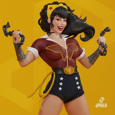 Wonder Woman, Bombshell, DC, Comics, sexy Pin Up, Figur, 3D Druck, UNBEMALT