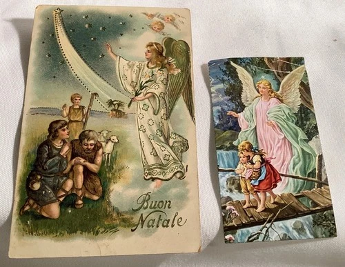 Guardian Angel Postcard Germany Prayer Card Italy, BUON NATALE