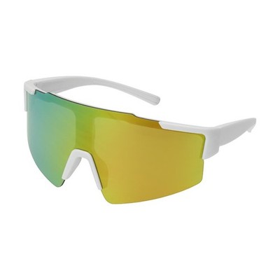 Sportbrille mit verspiegelten Gläsern - ideale Lauf- oder Radbrille - weiß