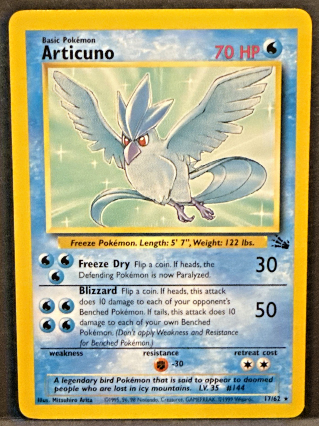 Pokemon Card - Articuno Fossil 17/62 Non Holo Rare - NM