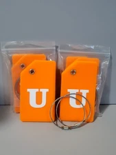 Gostwo Luggage Tags "U" Orange Silicone With Metal Rings Lot Of 6