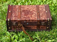 Antique Vintage Trunk Miniature Small Wood Chest