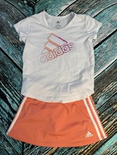 Adidas Girl's Athletic Skort Pink Stripes and Top 2 Piece Set Size 4T A54