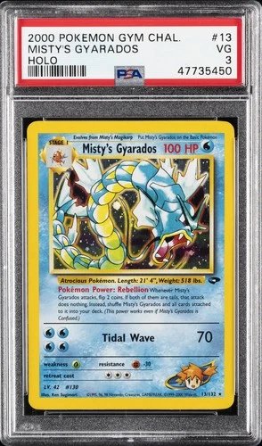 2000 POKEMON GYM CHALLENGE HOLO #13 MISTY'S GYARADOS PSA 3