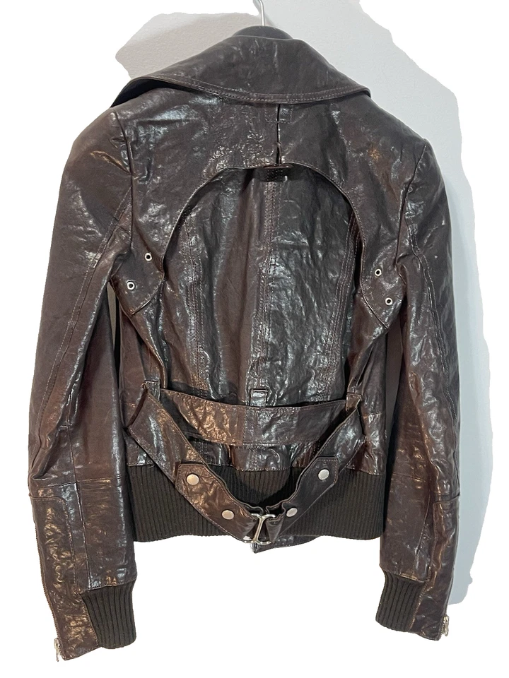 Chaqueta de cuero para mujer Rudsak talla XS marrón Foto 3 de 4