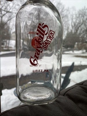 Vintage Graybill's Dairy Lititz PA 1 Quart Milk / Orange Juice Glass Bottle