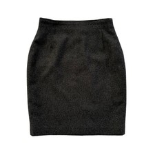 Vintage Wool Pencil Skirt  Classic Preppy Minimalist  Charcoal Gray  Size 10
