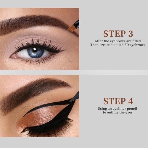 3Pcs 2-IN-1 Eyeliner & Eyebrow Pen Easy To Control For Women Waterproof - Picture 17 of 27