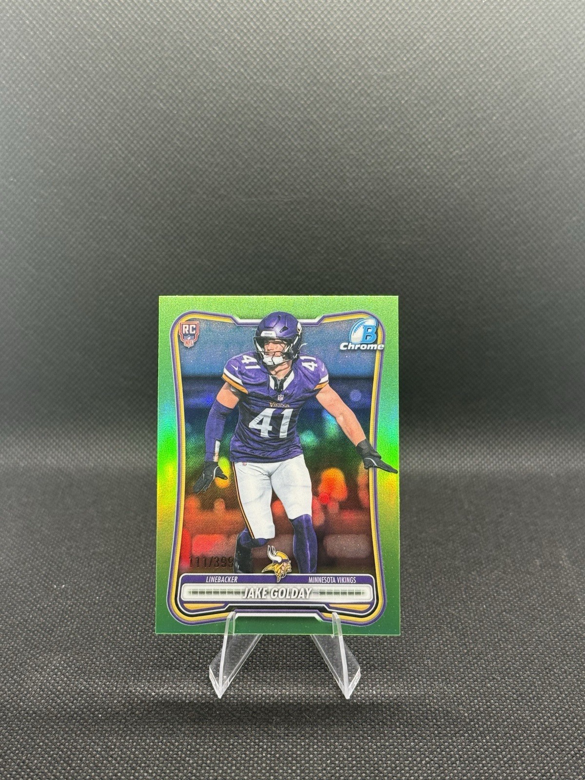 Topps 2026 Topps Chrome Jake Golday Rookie Green Refractor /399 Vikings BCV-188
