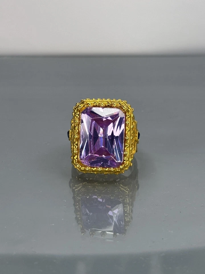 Anillo de amatista y zafiro de plata de ley 925 para hombre, púrpura cristiano real Foto 3 de 4