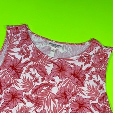 Norm Thompson Womens Floral Hibiscus Leaf Print Sleeveless Midi Dress Size Large