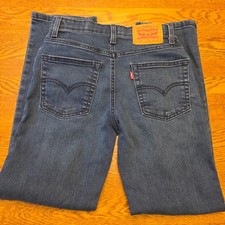 Levi Strauss 514 Kids Jeans Adjustable Waist Dark Blue Denim Size 12 REG 26x27