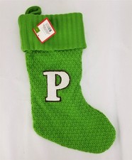 Letter P Monogram Stocking Knit 21" Green Xmas Holiday Target Wondershop Initial