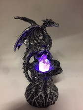 Dragon Guardian with LED Light Fantasy Sculpture Mythical Statue Ornament