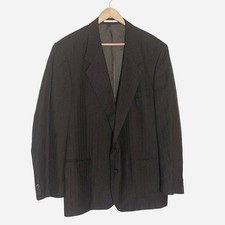 Vintage Yves Saint Laurent black blazer gray pinstripe sports coat suit size 46R