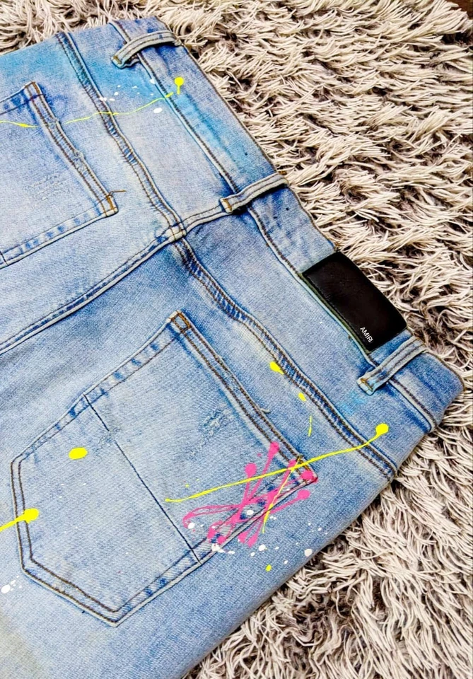 Jeans salpicados de pintura multicolor azul claro Amiri - 34 EE. UU. Foto 3 de 4