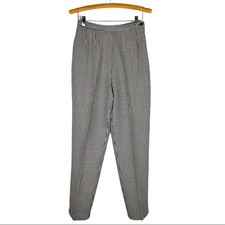 Vintage brown cream houndstooth high waist preppy academia office pants medium